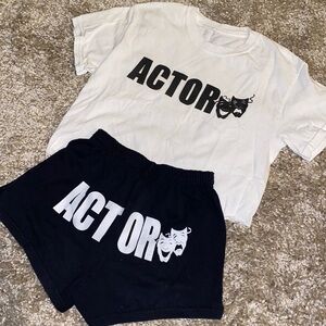 ACTOR White Crop Top and Black Shorts size XS
